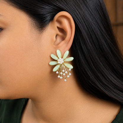 7 PetalFlower Pearl Drop Earrings for Girls & Women