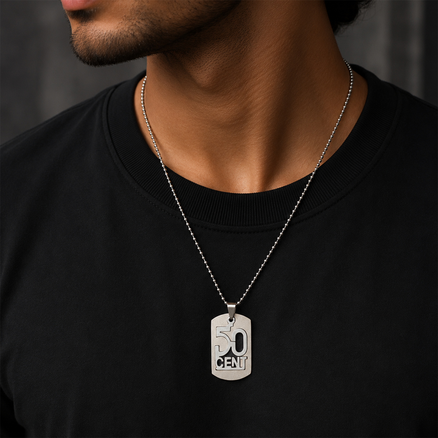 50 Cent Silver Tone Hip Hop Pendant for Men