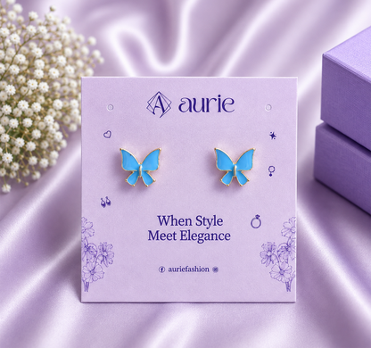 Cute Butterfly Enamel Stud Korean Earrings for Women and Girls