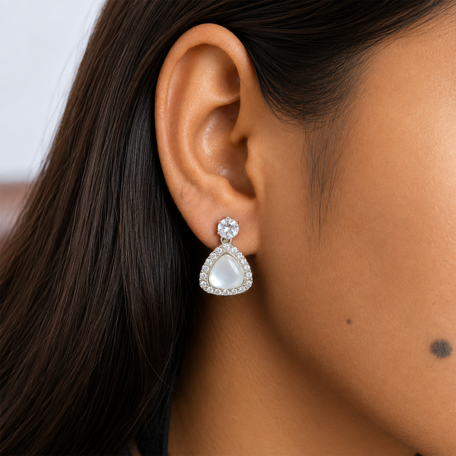 Elegant Triangle Crystal Drop Korean Earrings for Women