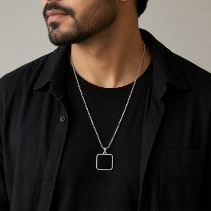 Modern Black Onyx Octagon Pendant for Men & Boys