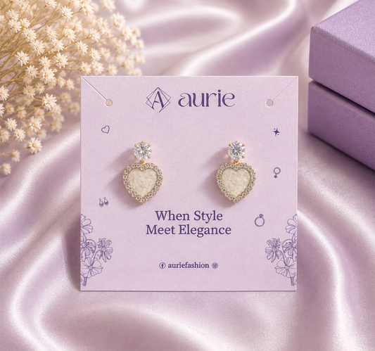 Elegant Heart-Shaped Crystal Drop Korean Earrings for Women