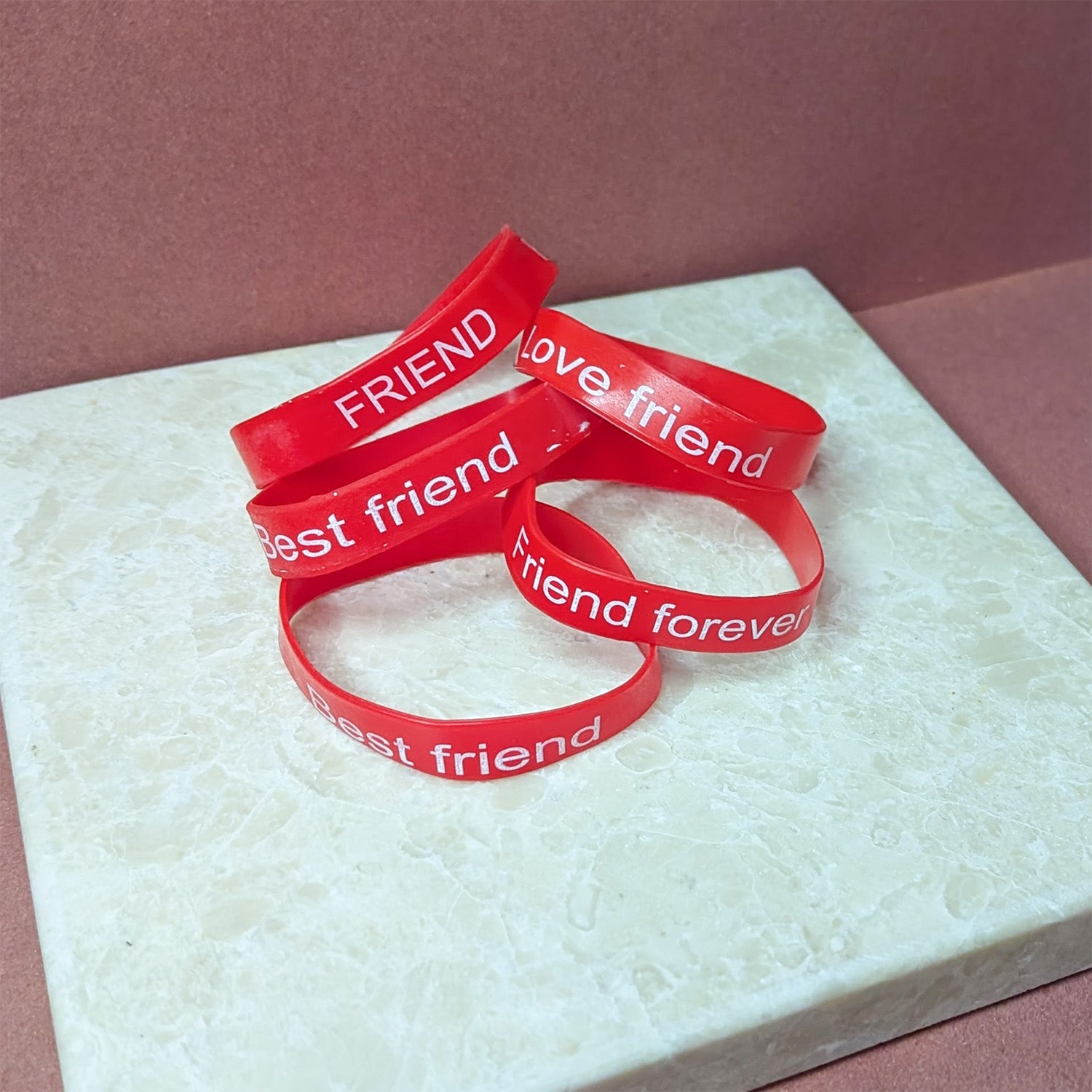 Printed Friendship Rubber Bands for Kids | 5pcs Colorful Silicone Wristbands