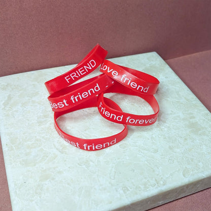 Printed Friendship Rubber Bands for Kids | 5pcs Colorful Silicone Wristbands