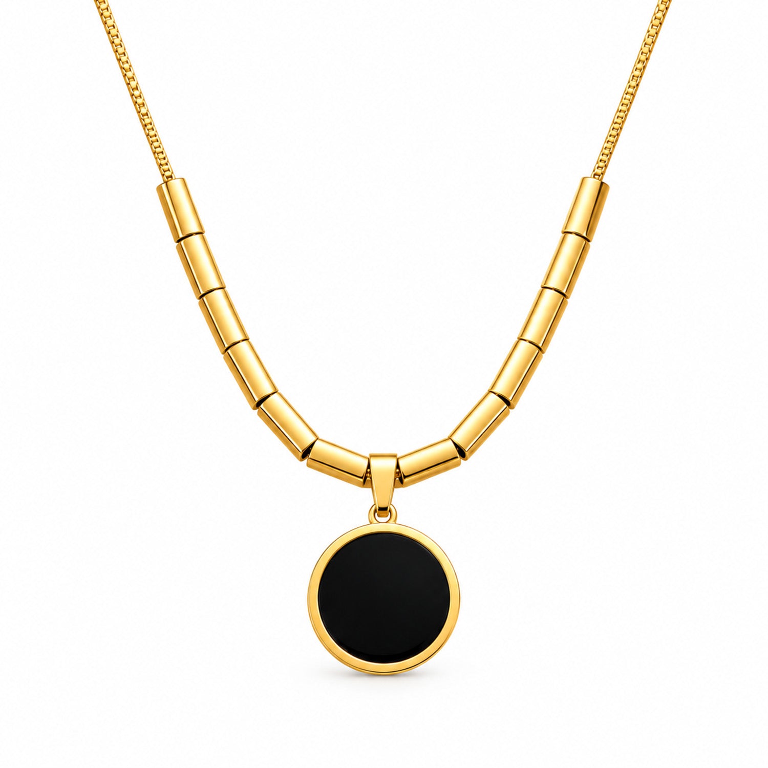 Roman Numeral Black Stone Pendant for Girls & Women's