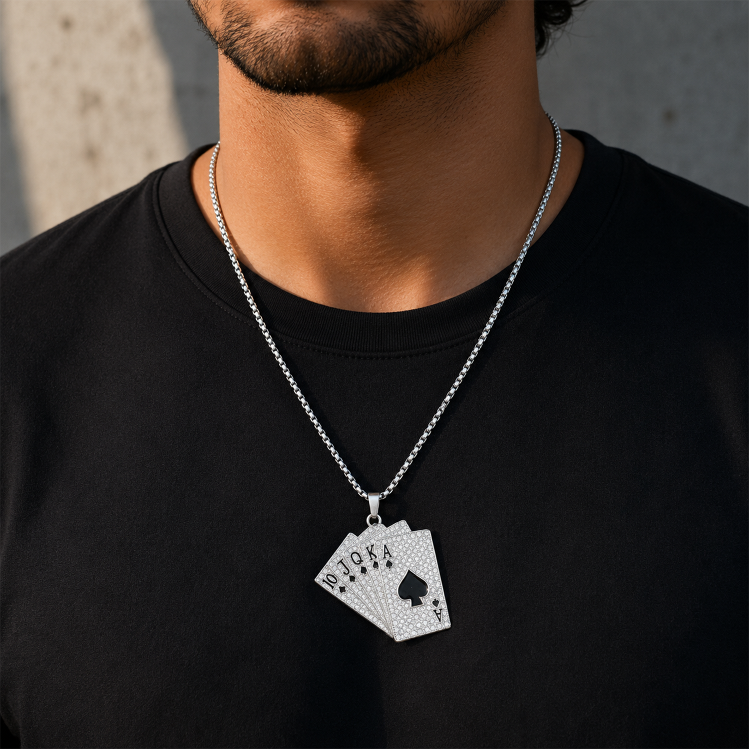 Playing Cards Pendant Necklace for Men & Boys