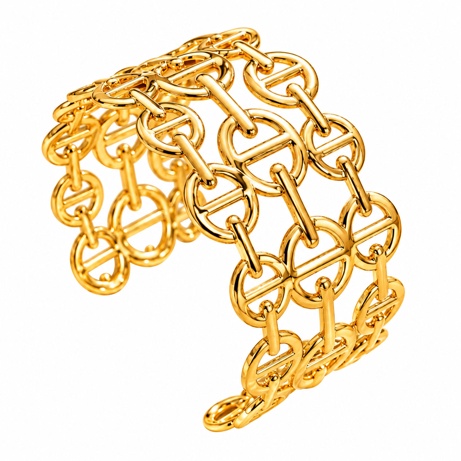 Aurie Gold Tone Alloy Bold Link Cuff Bracelet for Women & Girls