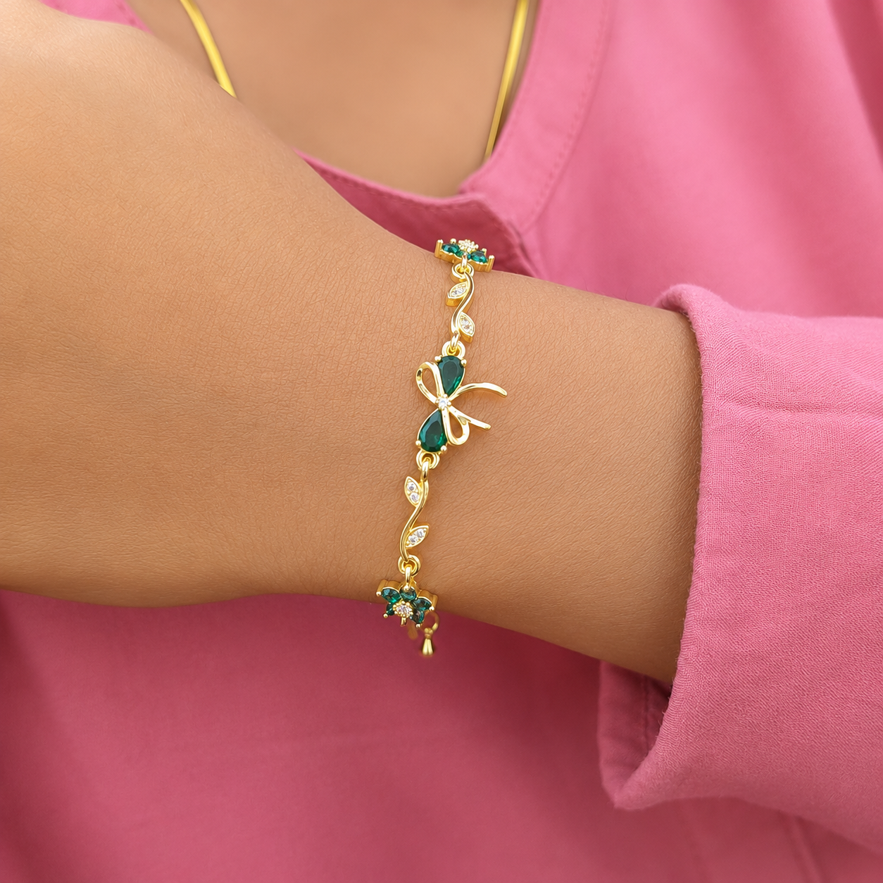 Cherry Blossom Tulip Floral Tennis Bracelet for Girls & Women's