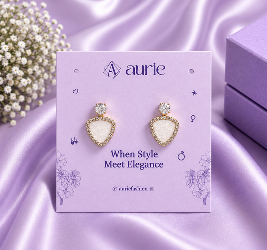 White Triangle Stud Korean Earrings for Women