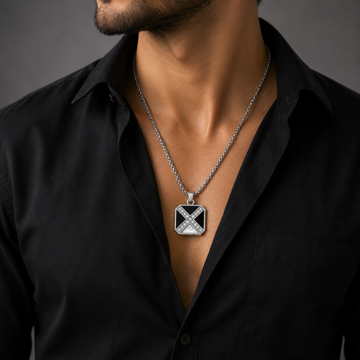 Black X Design Couple Pendant Necklace for Men