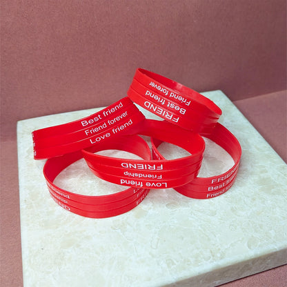 Silicone Friendship Day Bands | 5pcs Rainbow Printed Wristbands