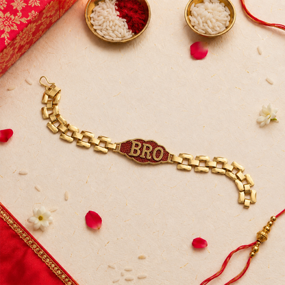 Premium Chain BRO Engraved Rakhi Gift for Brother