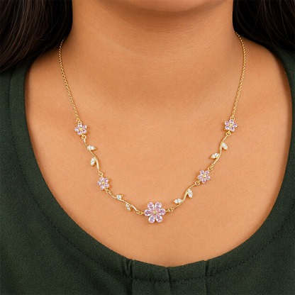 Crystal Vine Floral Pendant Necklace For Girls & Women's