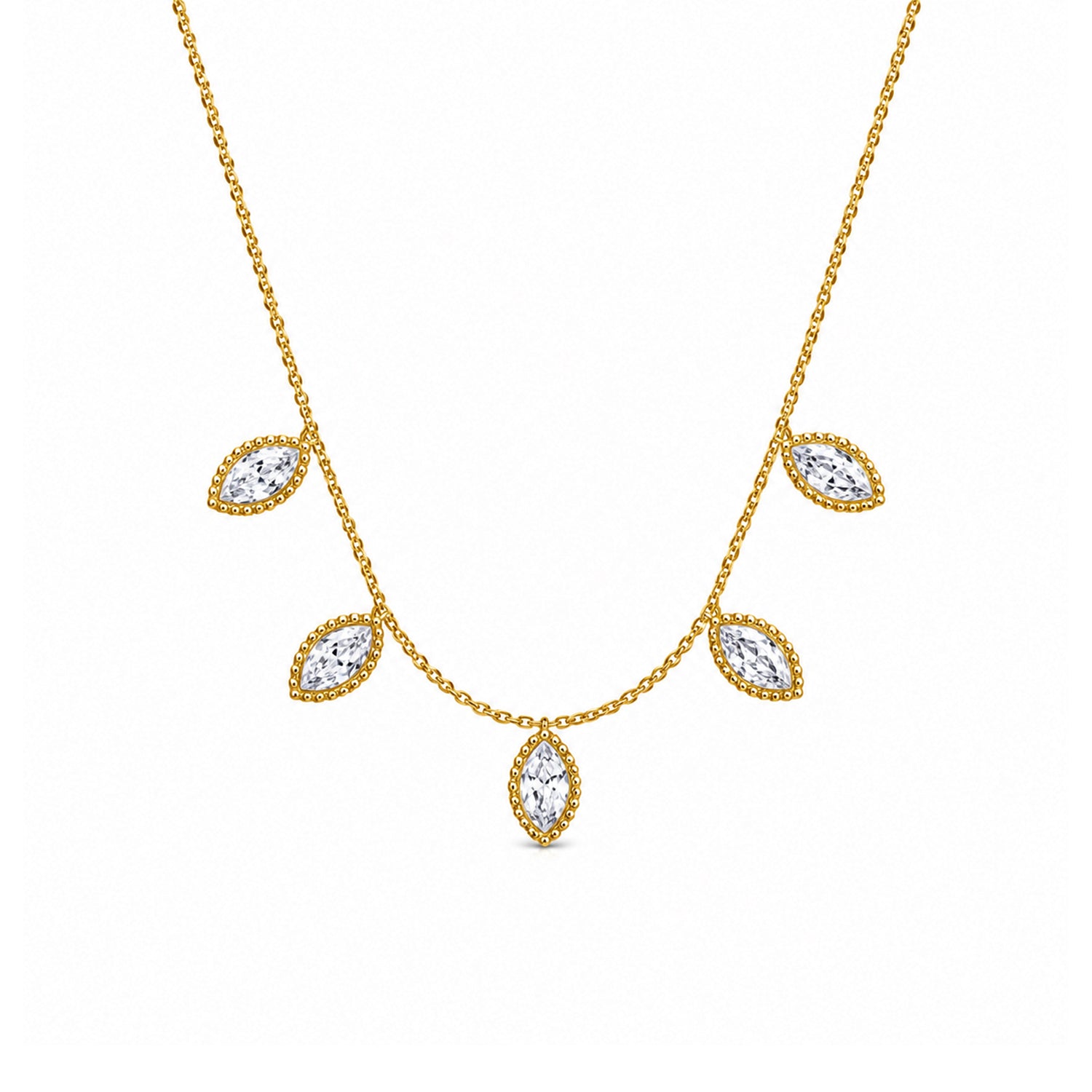 Leaf Design AD Stone Pendant Necklace for Girls & Women