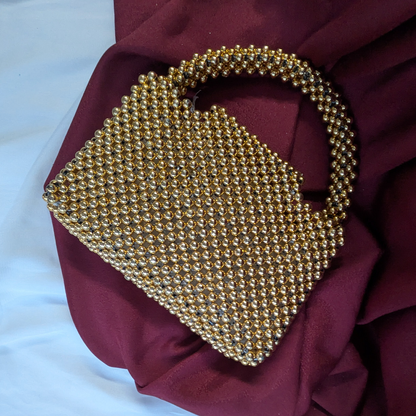 Golden Aura Pearl Clutch Handbag For Women