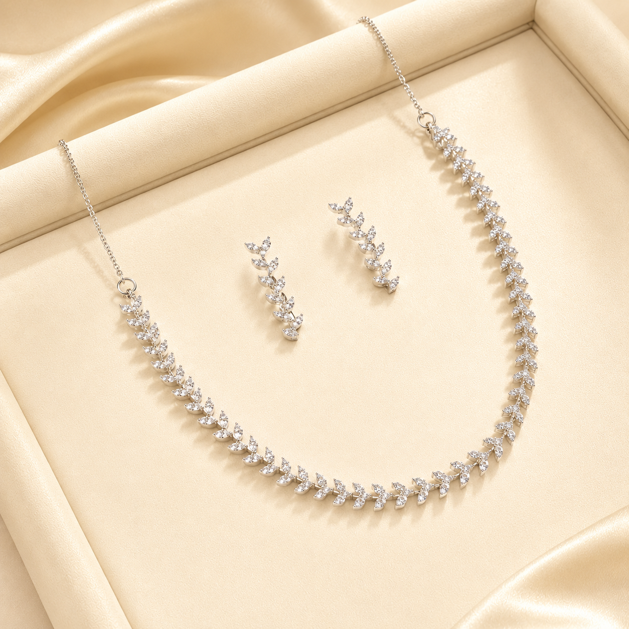 Sparkling Marquise Cut Cubic Zirconia Necklace Set for Girls & Women's