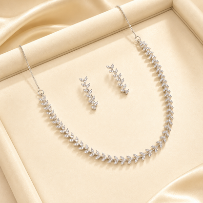 Sparkling Marquise Cut Cubic Zirconia Necklace Set for Girls & Women's