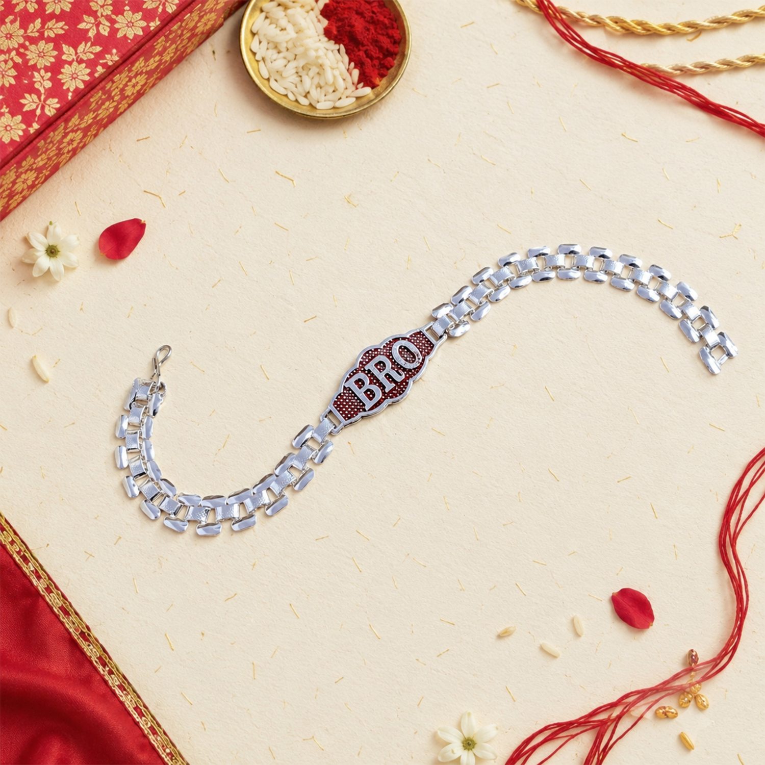 Premium Chain BRO Engraved Rakhi Gift for Brother