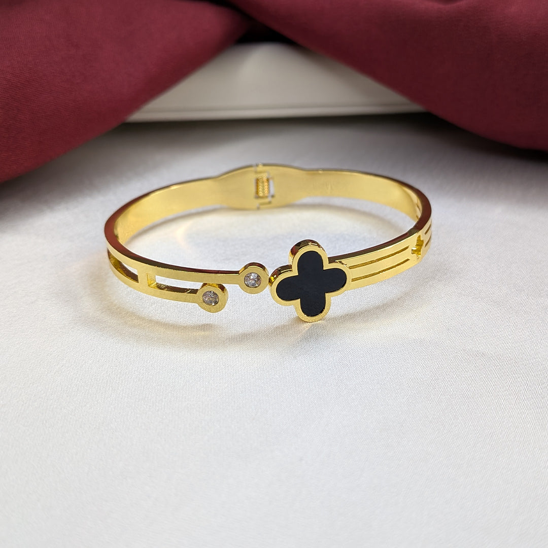 18K Gold Finish Double Layer Floral Bracelet with AD Stone for Girls & Women