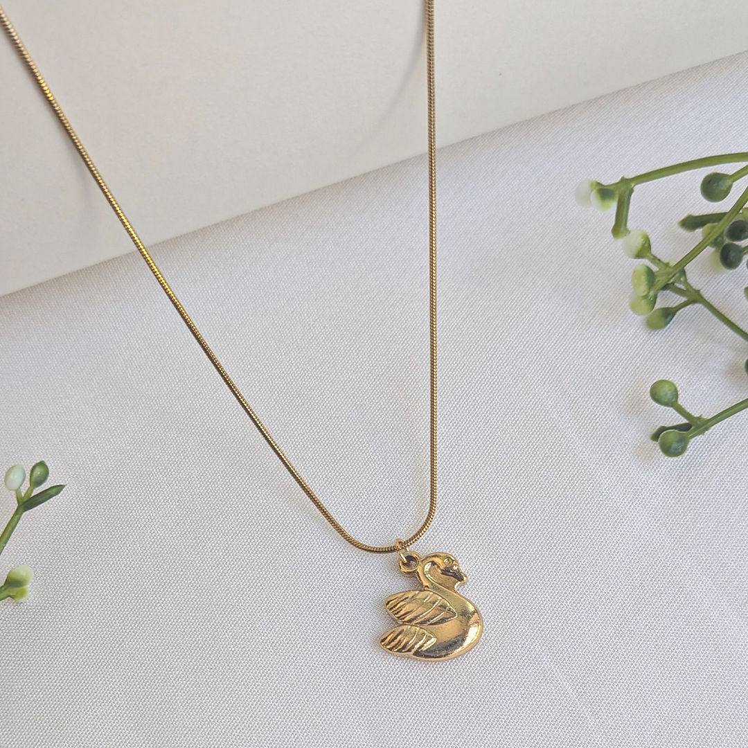 Gold Plated Elegant Swan Pendant For Girls & Women
