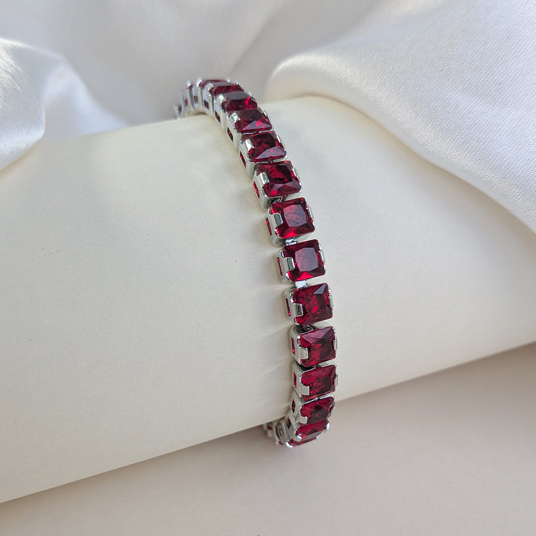 Ruby Mist Stainless Steel Tennis Bracelet