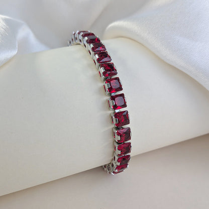 Ruby Mist Stainless Steel Tennis Bracelet