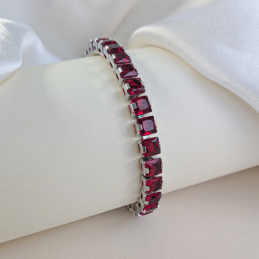 Ruby Mist Stainless Steel Tennis Bracelet