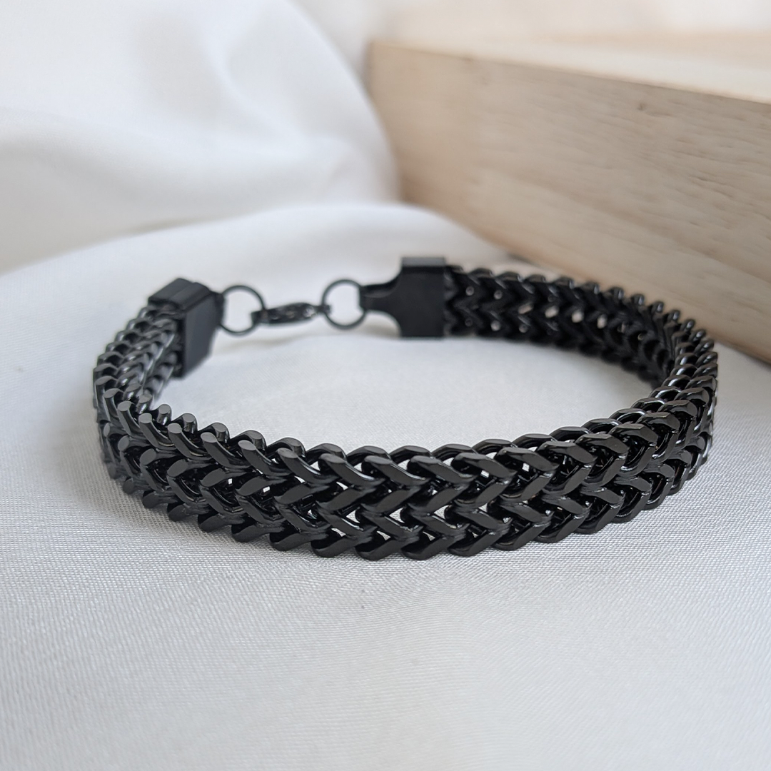 Classic Stainless Steel Woven Chain Bracelet For Men
