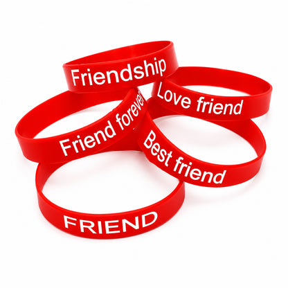 5pcs Friendship Day Silicone Wristbands | Colorful Rubber Bands for Teens