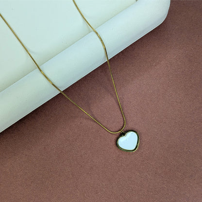 Elegant White Enameled Heart Charm Pendant For Girls & Women