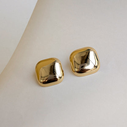 Elegant Gold Plated Cushion Stud Earrings For Girls & Women (Anti-Tarnish)