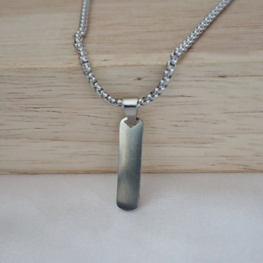 Steel Identity Bar Pendant For Men