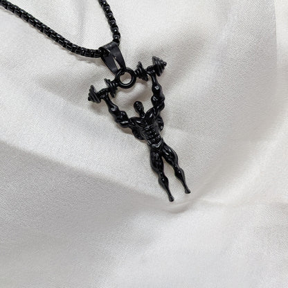 Gym Dumbbell Bodybuilder Charm Chain Pendant for Men & Boys