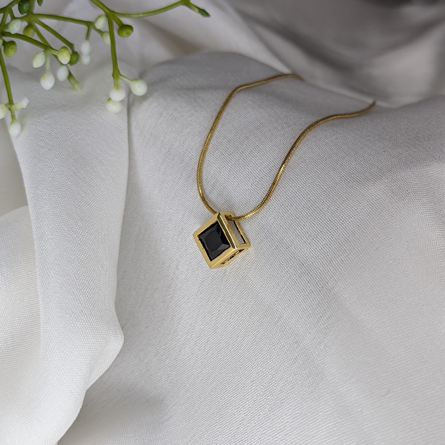 Geometric Design AD Stone Pendant Necklace for Women & Girls