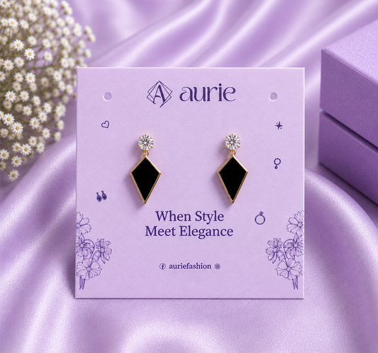 Black Triangle Stud Drop Korean Earrings for Women