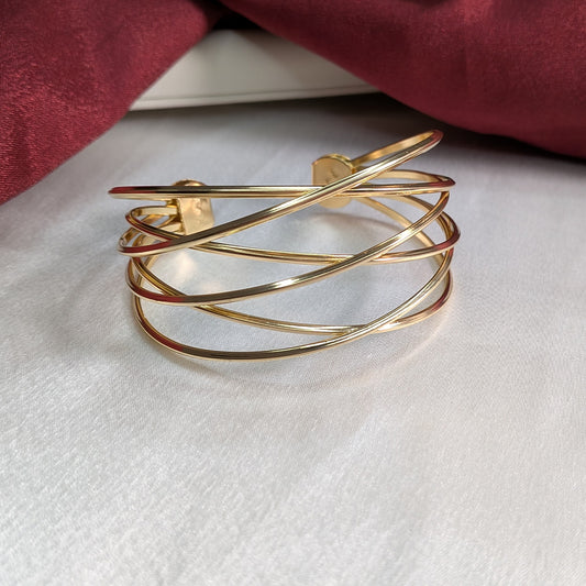 18K Gold Finish Cross Wire Bracelet for Girls & Women