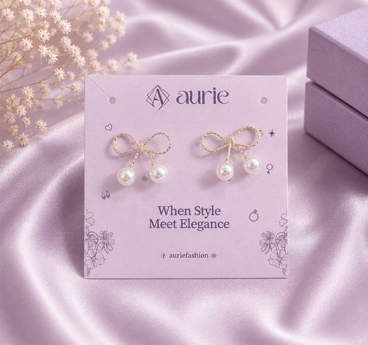 Bow Pearl Drop Korean Earrings for Women