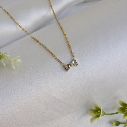 Gold Plated Bow With AD Stone Pendant For Girls & Women