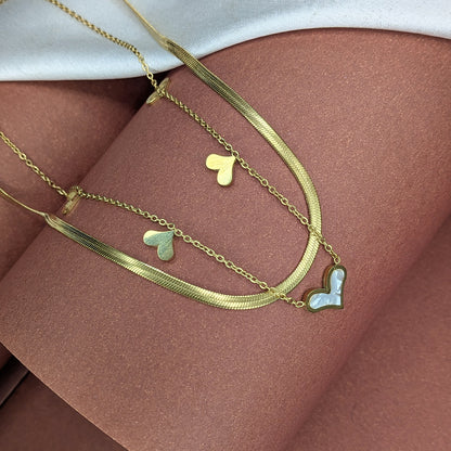 Gold Finish Double Layer Heart Pendant For Girls & Women
