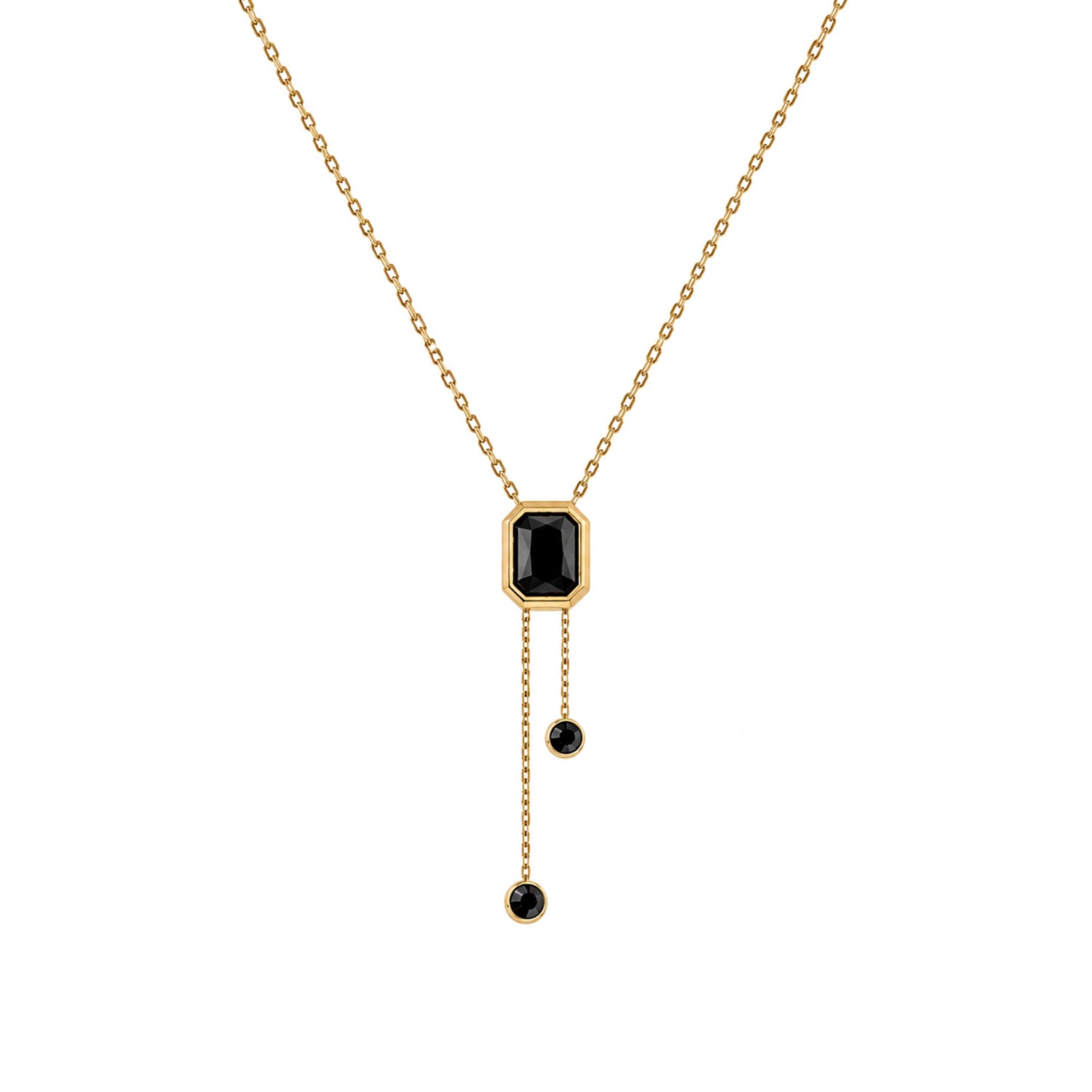 Sophisticated Black Crystal Double Strand Pendant For Girls & women
