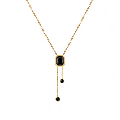 Sophisticated Black Crystal Double Strand Pendant For Girls & women