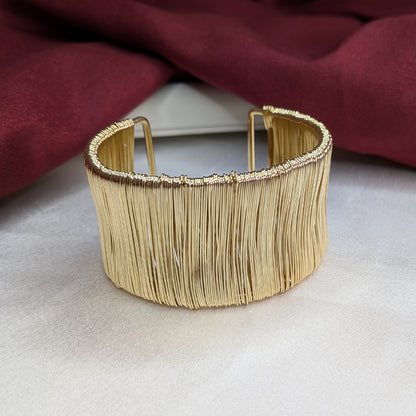 18K Gold Finish Adjustable Wide Cuff Bracelet for Girls & Women