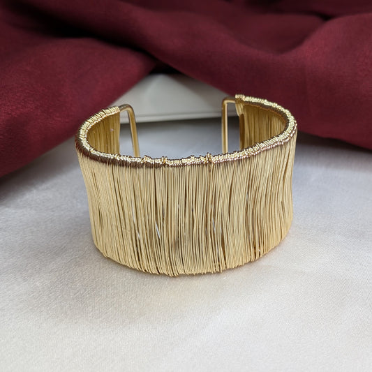 18K Gold Finish Adjustable Wide Cuff Bracelet for Girls & Women