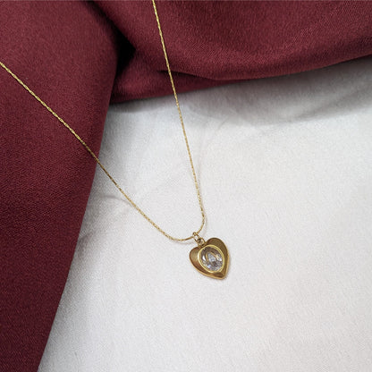 18K Gold Plated Little Golden Heart With Gem Stone (Anti Tarnish)