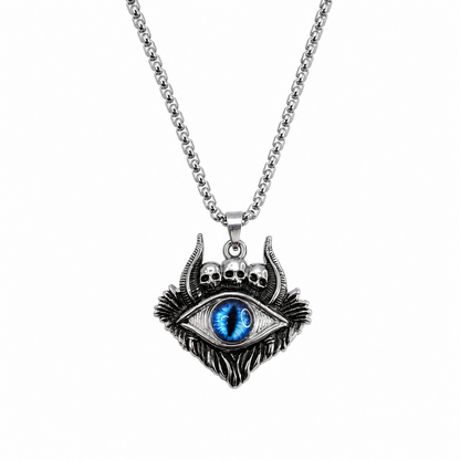 Gothic Flames Blue Evil Eye Pendant for Men's & Boys