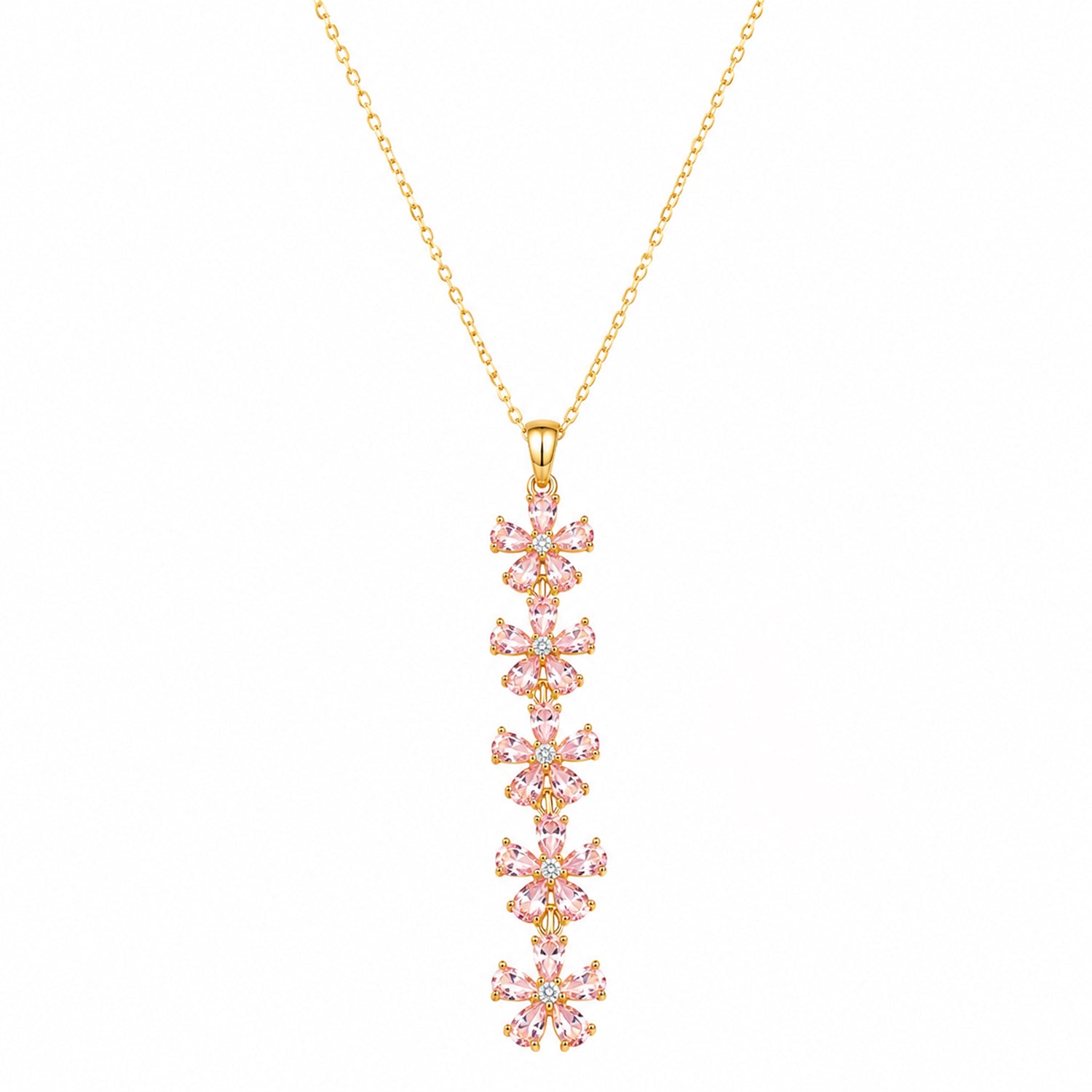 Vertical Cascade Of Five Vibrant CZ floral Pendant For Girls & Women's