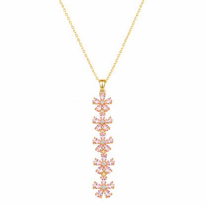 Vertical Cascade Of Five Vibrant CZ floral Pendant For Girls & Women's
