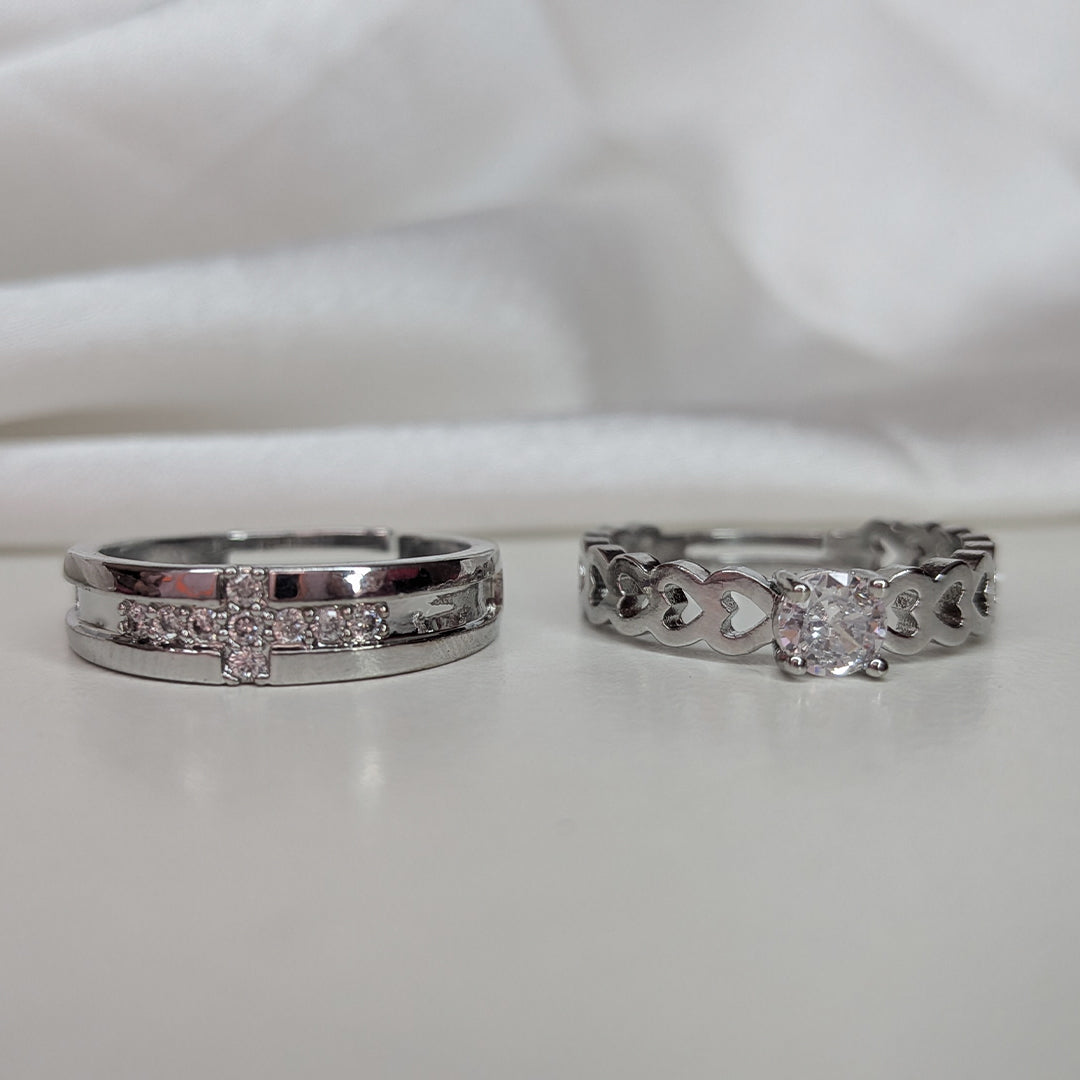 Endless Love Matching American Diamonds Couple Rings Set