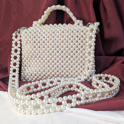 Elegant Pearl-Embellished Women's Handbag