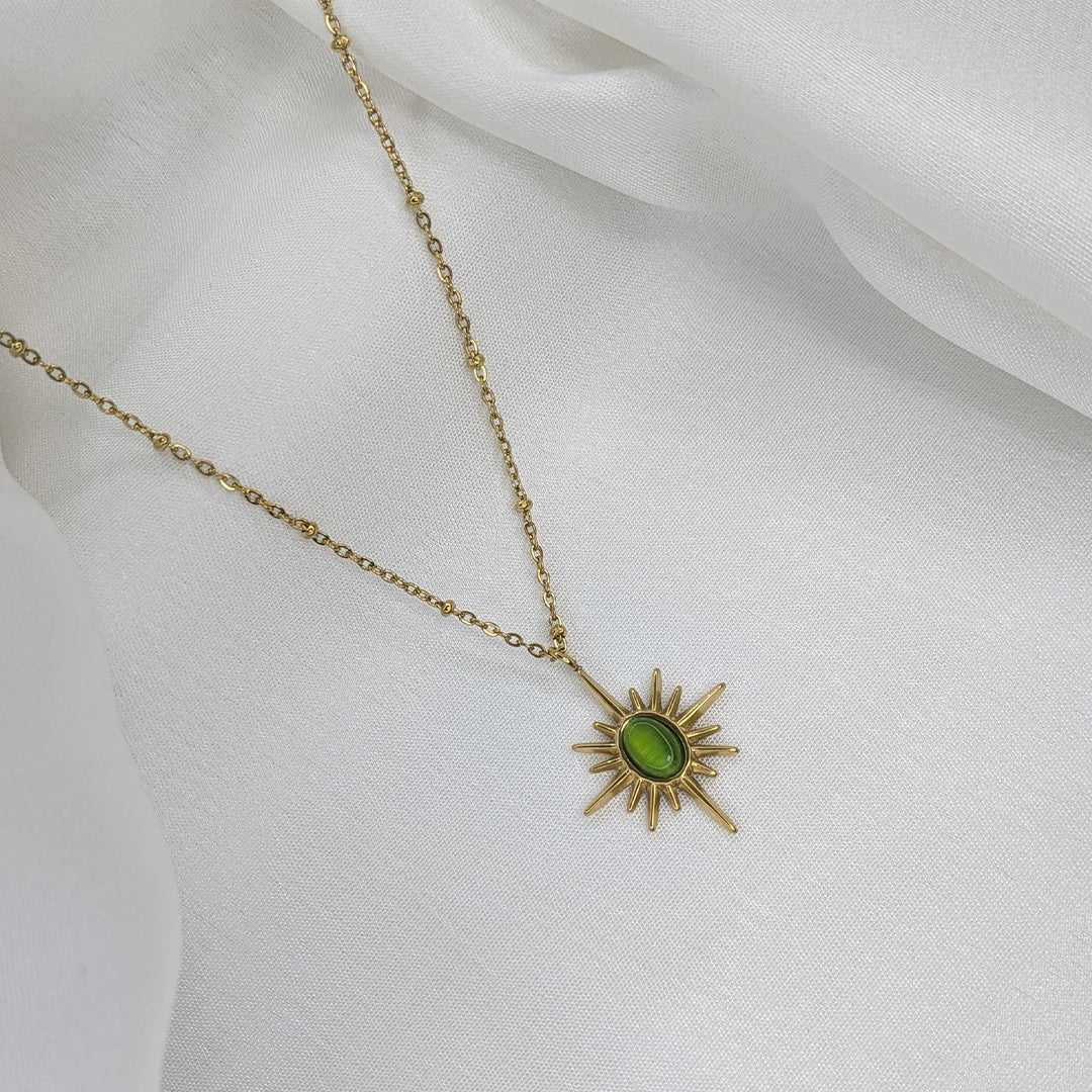 Gold Plated Radiant Sunburst Pendant for Women